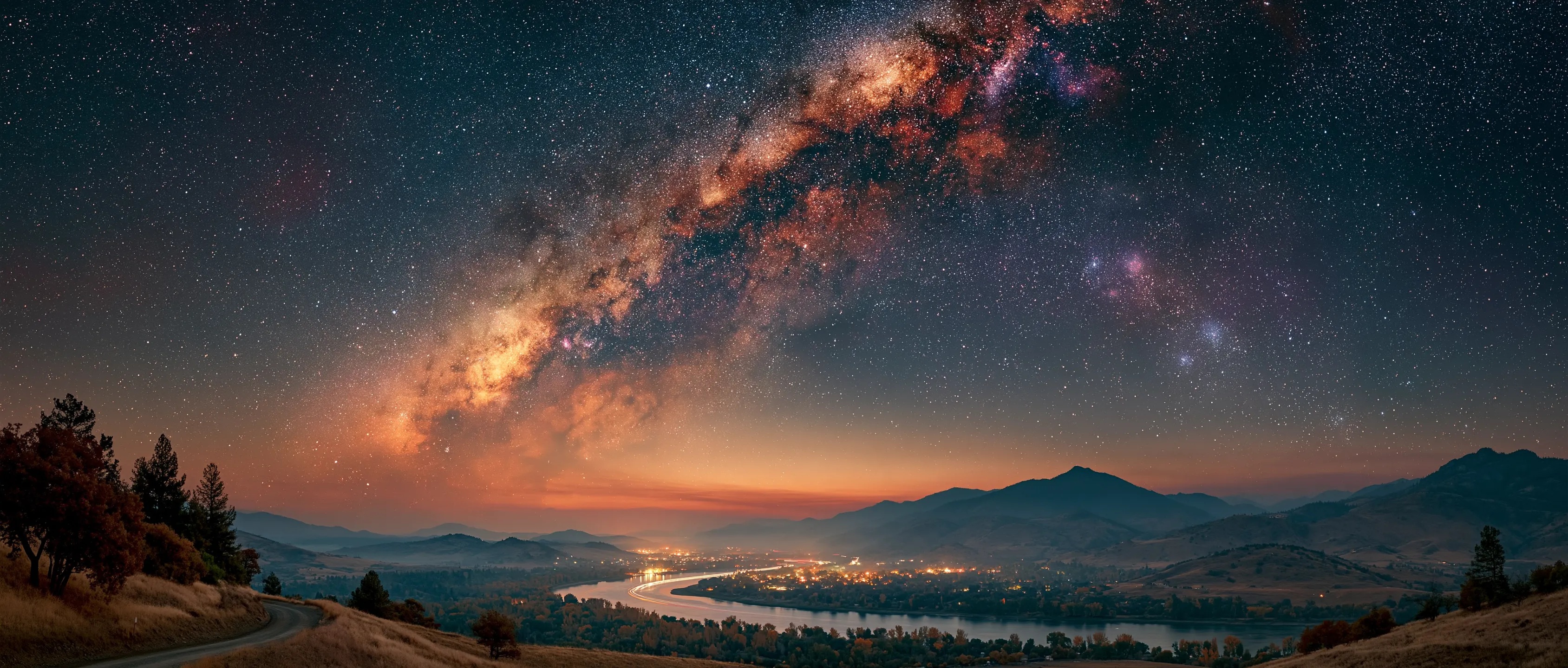 Weites Panorama des nächtlichen Sternenhimmels mit der Milchstraße